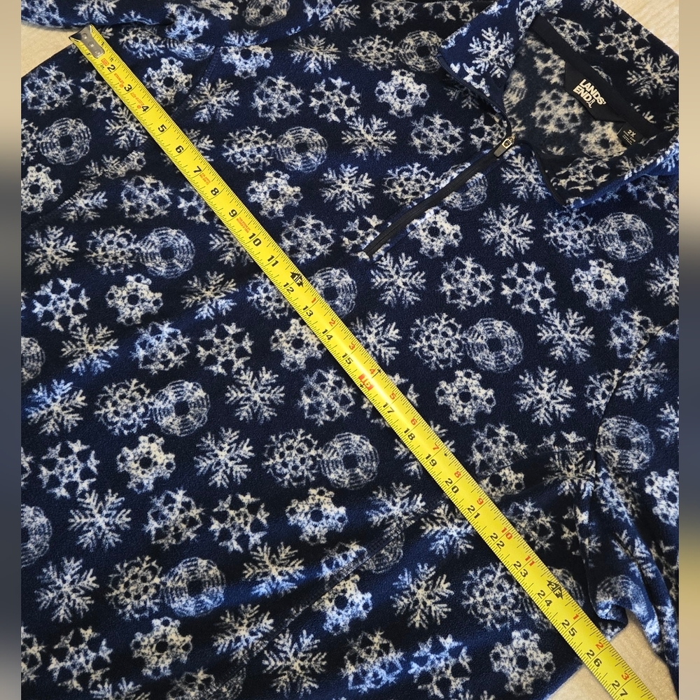Lands' End Navy Quarter Zip With Snowflake Pattern, Size 2XL - Picture 5 of 7